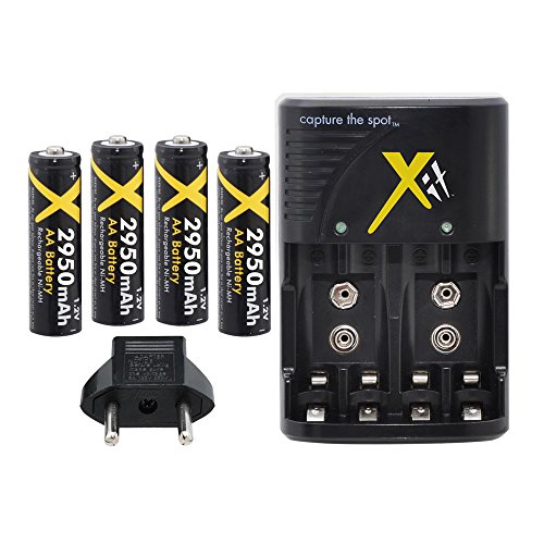 Xit XTCH2950 4 AA Rechargeable Batteries with Charger 2950mAh (Black)