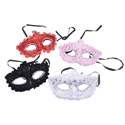 Masquerade Mask For Women Venetian Masks Christmas Women Flower Half-Face Masks Eye Mask Cosplay Lace Mask (Red) #TOP4