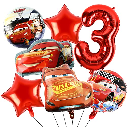 Decoración de Coches Cumpleaños Niño 3 Años, 7 Piezas Globos de Cumpleaños 3 Años, Globos de Aluminio Globos de Coche Globos de Fiesta, para Niños Fiesta