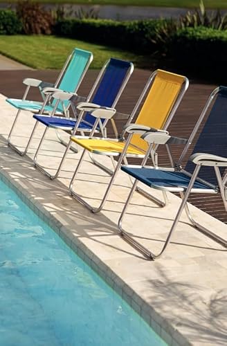 Cadeira de Praia Tramontina Creta Master em Alumínio com Assento Azul