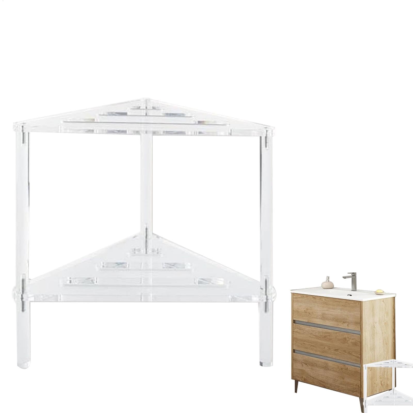 Sgabello da doccia angolare in acrilico, sedile da bagno antiscivolo e resistente, sedia da bagno stabile impermeabile con ripiano portaoggetti, sgabello moderno multiuso per doccia | Doppio Ripiano Ausilio Per Anziani Disabili Sicurezza Bagno Sgabello Da