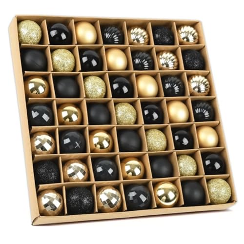 GESDYO 49 Stück Christbaumkugeln Gold Schwarz 3 cm Bruchsichere...