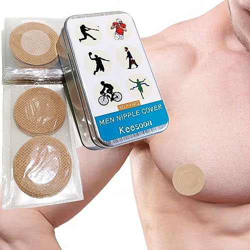Keesoon Nipple Cover For Men - Anti-Chafing Products for Runners - 50 Pairs?100 Pieces? Included Nipple Stickers for Runners Beige