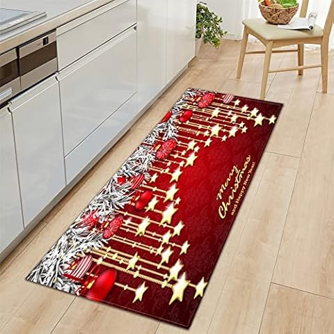 Mateju Modern Rug 3D Print Area Rug Unique Carpet Bright Runner Non Slip Durable Flannel Mat for Entrance Living Room Bedroom Bathroom (40x60cm,christmas stars) Cover