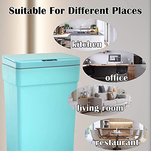 Caneca de basura rectangular de 50 litros con tapa automática azul miniatura 6