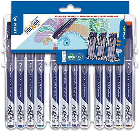 Pilot FriXion Erasable Fineliner Set of 12 Assorted Colours Fine Tip, 3131910537205