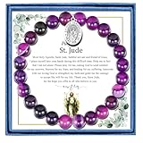 LIUANAN Saint Jude Medal Amethyst Bracelet for Women – A Symbol of Hope, Healing & Inner Strength (St Jude)
