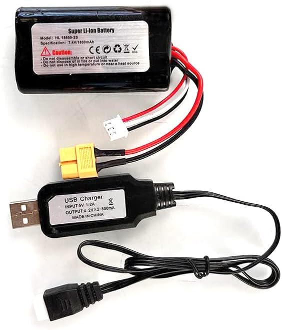USB Battery 2S 7.4V 1800mah for HengLong 1/16 RC Tank Model Armored Military Tank Parts