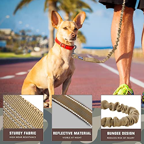 AUROTH Heavy Duty Bungee Dog Leash for Large Breed Dogs, No Pull for Shock Absorption with Car Seat Belt, 2 Padded Handles 4.5Foot 6Foot Training Dog Leash Army Yellow - Image 3