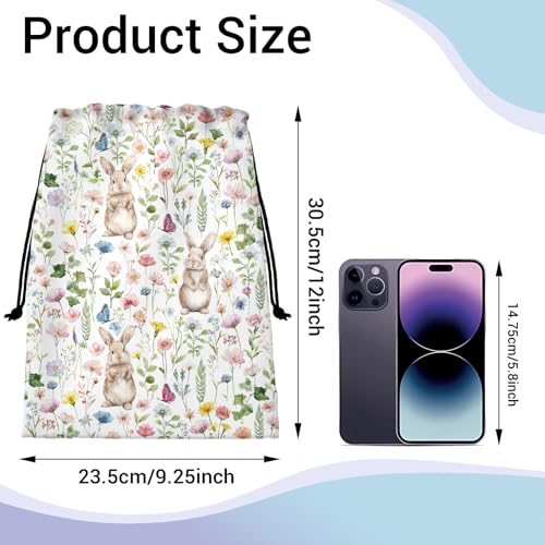 Image of Gymnastics Grip Bag Bunny Wildflower Easter Small Gym Storage Pouch for Dance