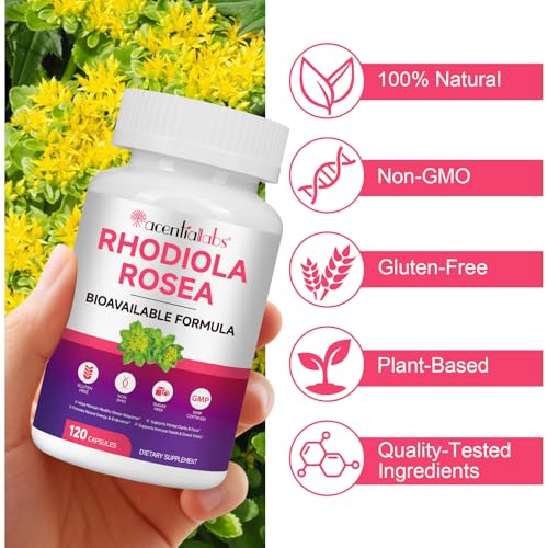 Rhodiola Rosea 500mg – High Potency Rhodiola Extract with 3% Salidrosides & 1% Rosavins – Supports Stress Response, Mental Clarity, Energy & Endurance – 120 Capsules – Bioavailable Adaptogenic Formula - Image 4