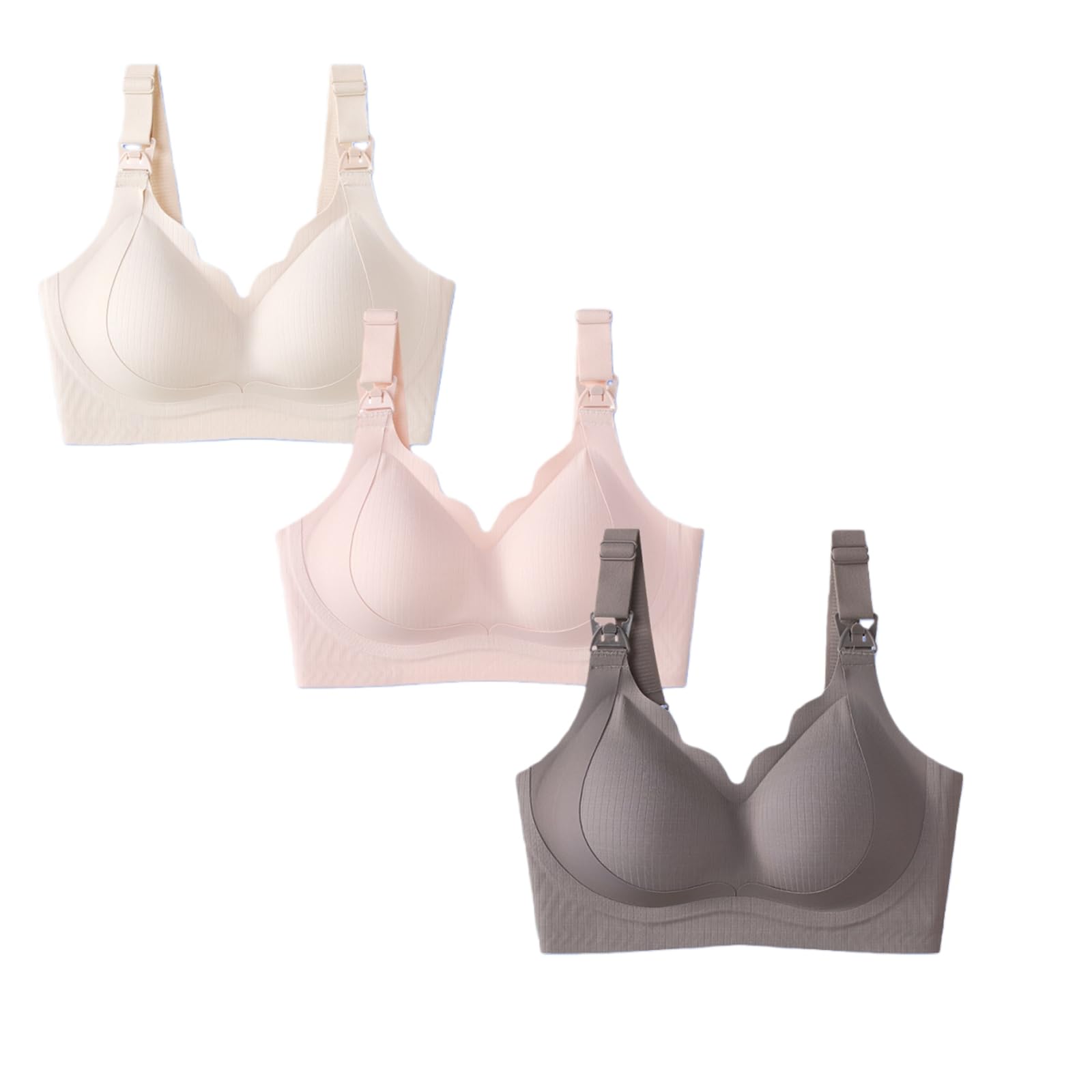 Paquete de 3 brasieres de lactancia, forma natural, cobertura completa, suave, cómodo, soporte inalámbrico, brasier para dormir, para embarazo y lactancia.