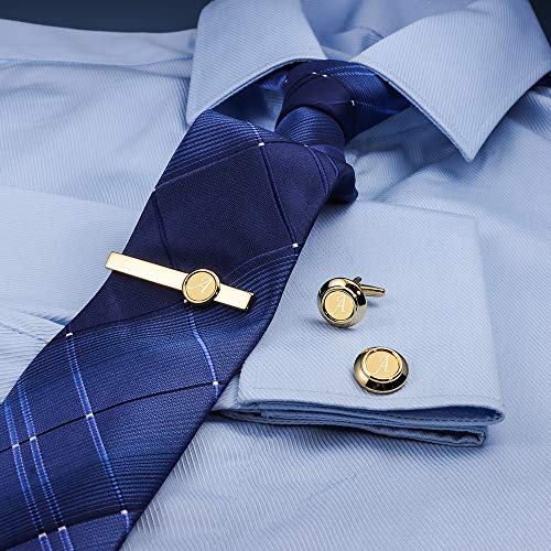 Hawson 2 Inch Tie Clips And Cufflinks Sets For Men A-Z Gold Engraved Letter Cufflinks And Tie Clips Sets For Formal Business Wedding - A #TOP3