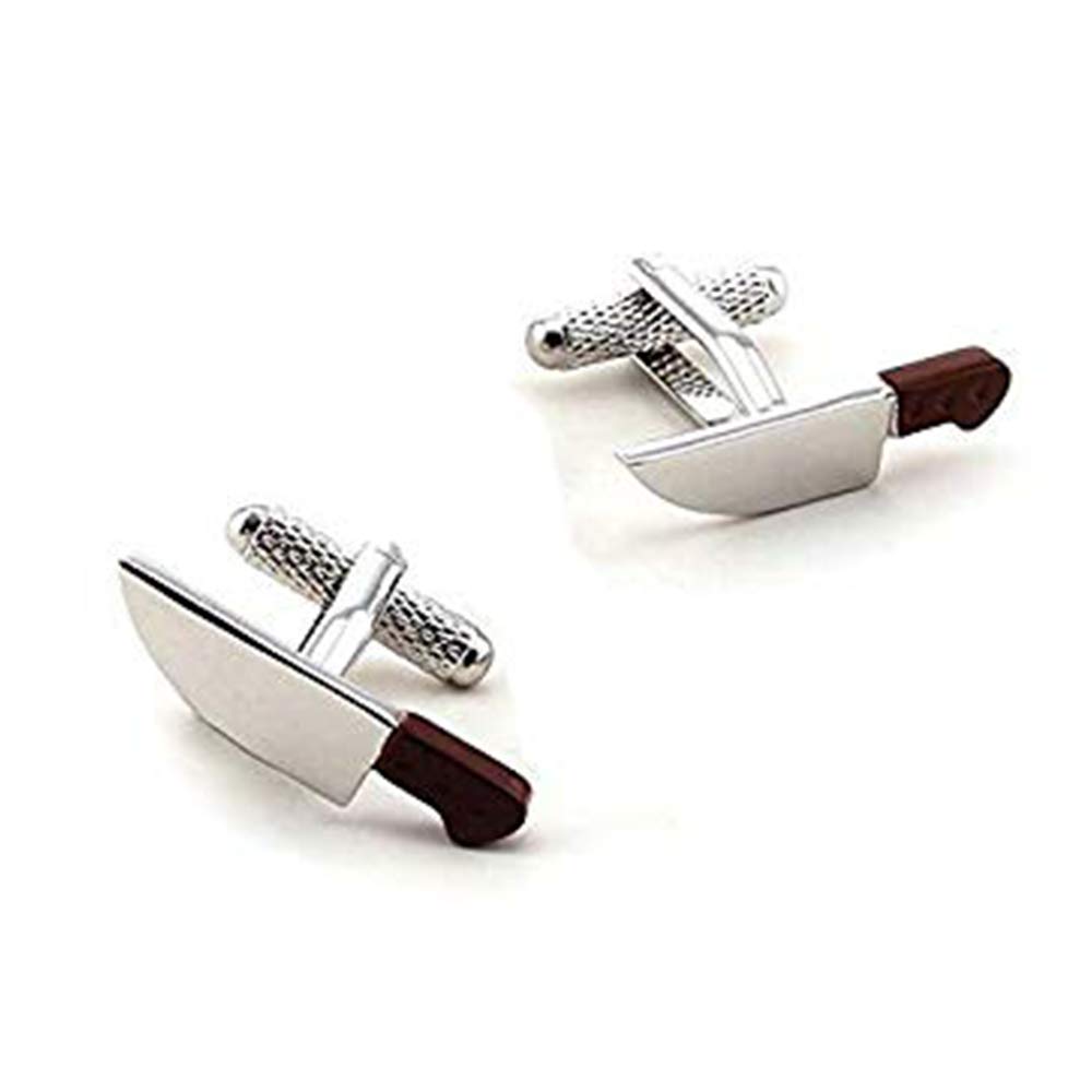 Premier Life Store Metal Brown Onyx Art Metal Chef's Cutting Knife Cufflink's In Gift Box - Ck896