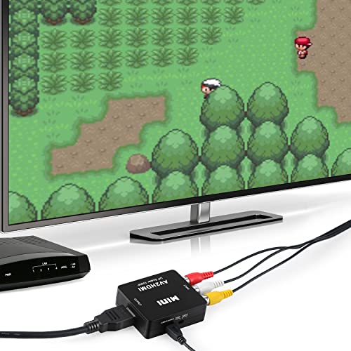 Aolirot Conversores de vídeo 1080P, 2022 Convertidor AV a HDMI de Audio y Video Soporte con Cable de Alimentación USB para DVD STB PS2 Gamecube VHS Camara Laptop VCR Proyector