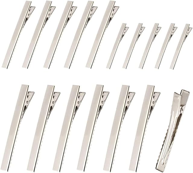 30 PCS Silver Metal Alligator Hair Clips, 2.2Inch/55mm 2.6Inch/65mm 2.95Inch/75mm 3 Assorted Size Crocodile Sectioning Clips Hair Duck Teeth Hairpins Curl Setting for DIY Hair Extensions