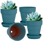 Pot en Argile vensovo de 6 po pour Plante avec Soucoupe - 4 Paquet Grand Pot en Terre Cuite avec Trou de Drainage, Pot de Fleurs avec Plateau, Pot en Terracotta pour Plante Intérieure Extérieure