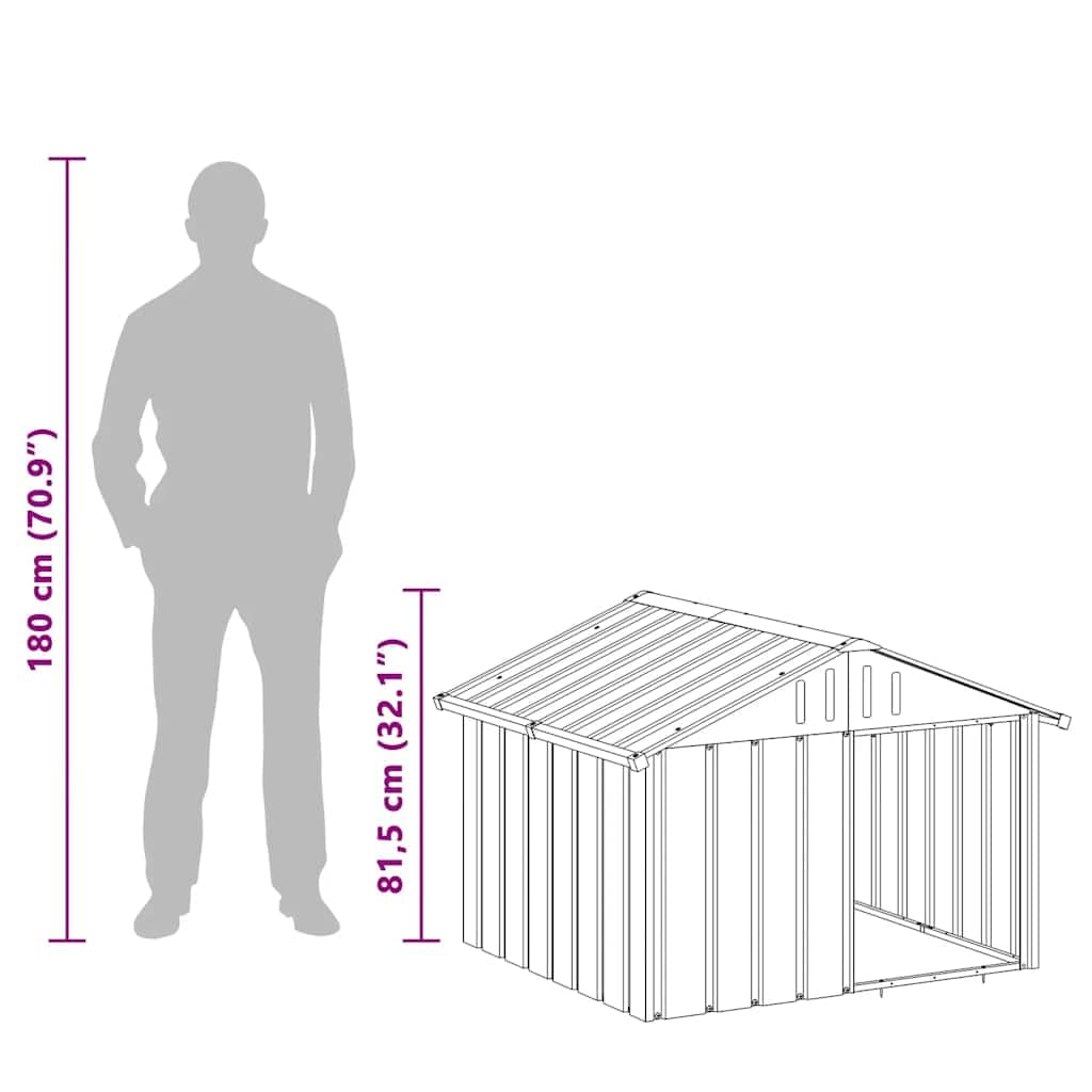 vidaXL Casa para Perros Cachorros Caseta Exterior Acero Galvanizado Gris