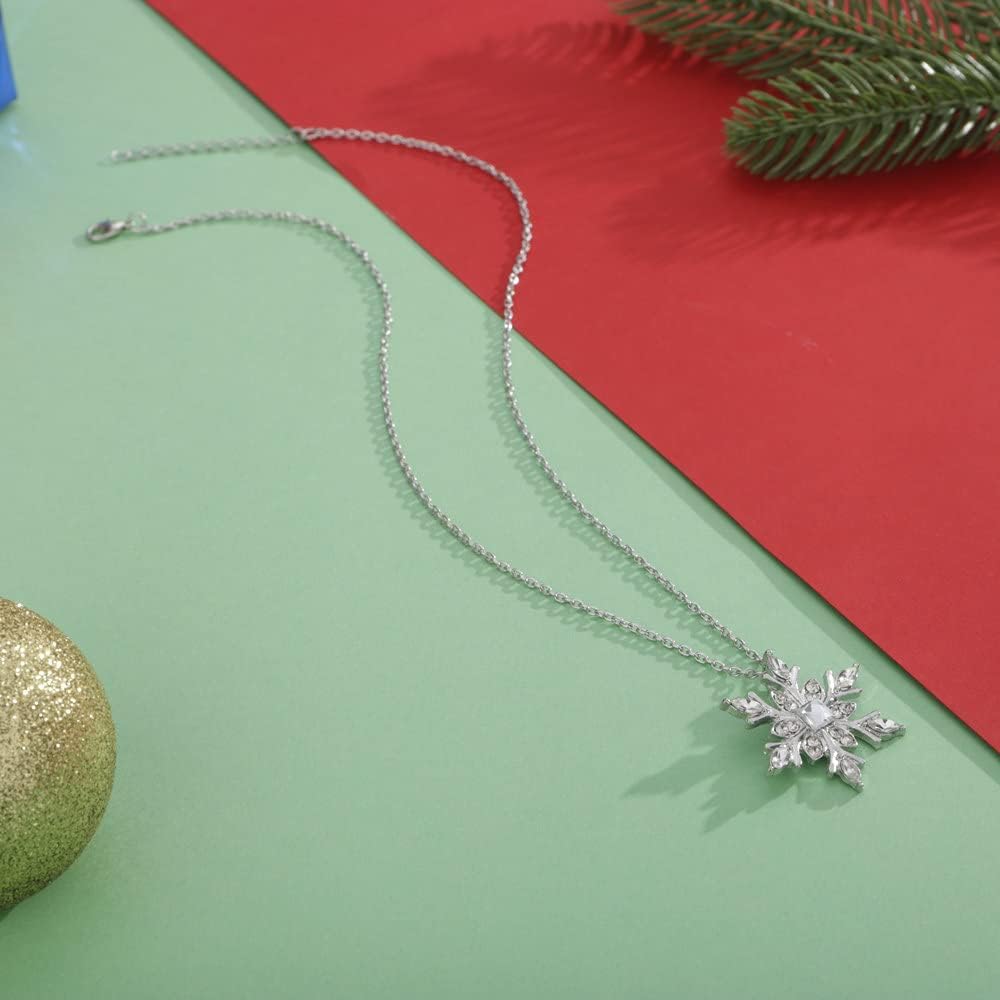 Sither Crystal Snow Flake Necklace for Women Snowflake Necklace Silver Winter Jewelry Accessories for Christmas Gift - Image 4