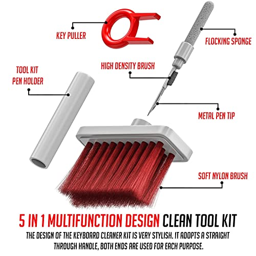 Image of 5-in-1 Multi-Function Laptop Cleaning Brush /Keyboard Cleaning kit /Gadget Cleaning kit Gap Duster Key-Cap Puller for Laptop, Keyboard and Earphones (Multi Colour)
