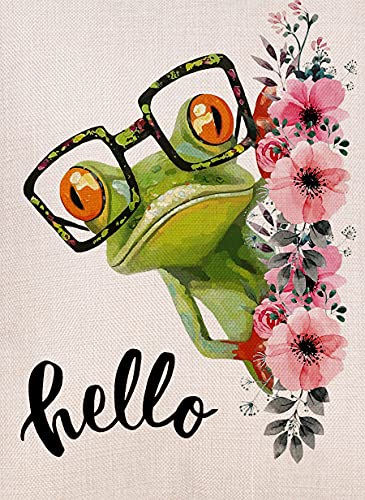 Watercolor Frog Flowers Garden Flag Vertical Double Sized, Summer Spring Holiday Yard Outdoor Decoration 12.5 X 18 Inch #TOP1