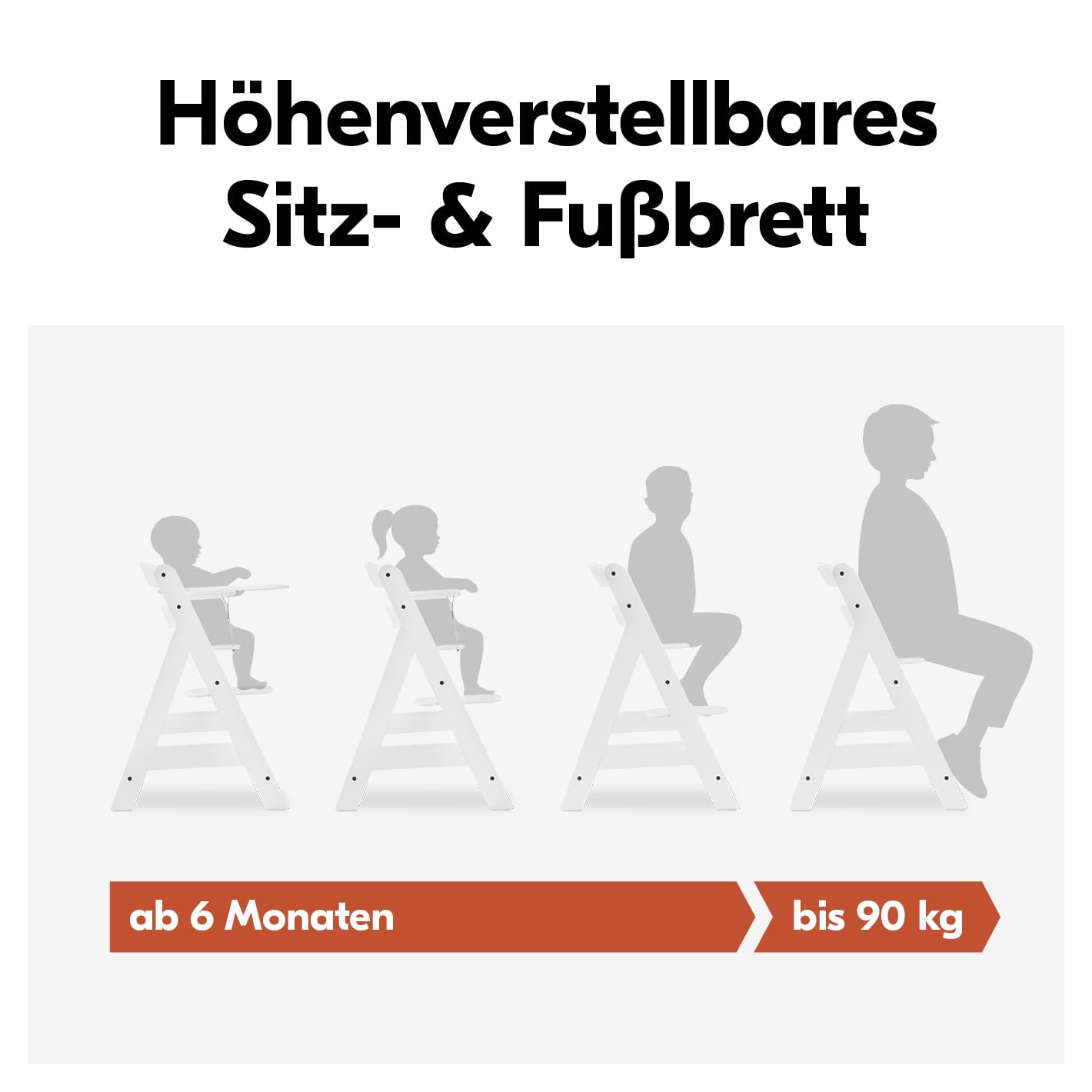 hauck Alpha+ Hochstuhl aus Buchenholz inkl. Klick Essbrett & Sitzkissen - Mitwachsender Kinderhochstuhl ab 6 Monaten bis 90 kg, Höhenverstellbar, mit 5-Punkt-Gurt, Schrittgurt & Essbrett, TÜV-geprüft
