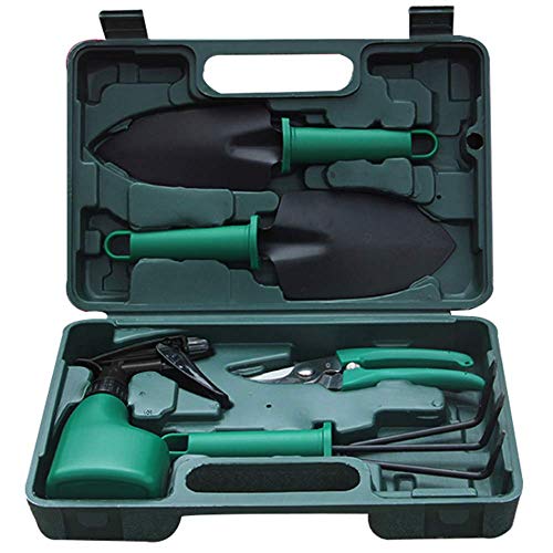 Maxiliving 5 Stück Gartengeräte Set Leicht Gartenwerkzeug Set mit Anti-Rost-Schaufel Schere Harke Water Spray und Tasche