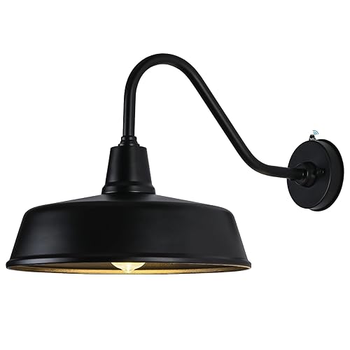 Barn Lights Outdoor Gooseneck - 15" Black Dusk to Dawn