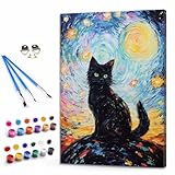 Gato Pintar por Numeros Niños, Pintar por Numeros Adultos Abstracto Paint by Numbers Principiantes, Manualidades Niños 10 Años DIY Kit de Pintura al Óleo de Lienzo Decoracion 60x90cm Sin Marco Y3-691