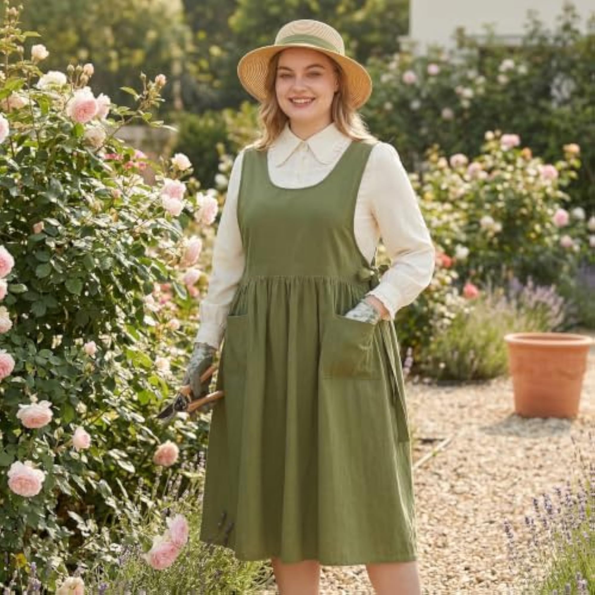 Cotton Apron Women Split Plus Size Bib for Cooking