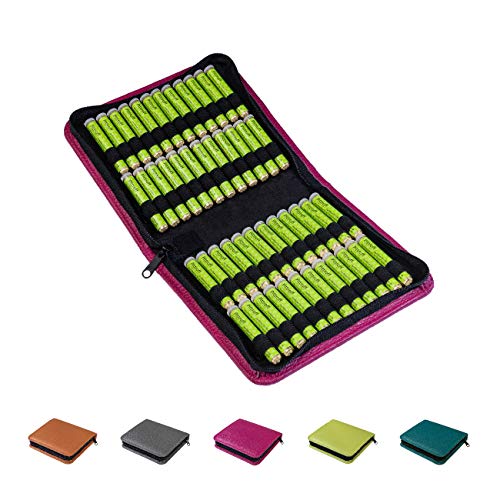 Homöopathische Taschenapotheke, Globuli-Tasche Potenz C30, gefüllt mit 48 Globuli-Röhrchen (Glas), handgemacht aus echtem Leder (beeren-rot)