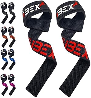 iBEX Weight Lifting Straps with Padded Wrist Support and Advanced Gel Grips - Strongly stitched 100% cotton Extra Long Gym Straps for Deadlift, Workout & Barbell Shrugs
