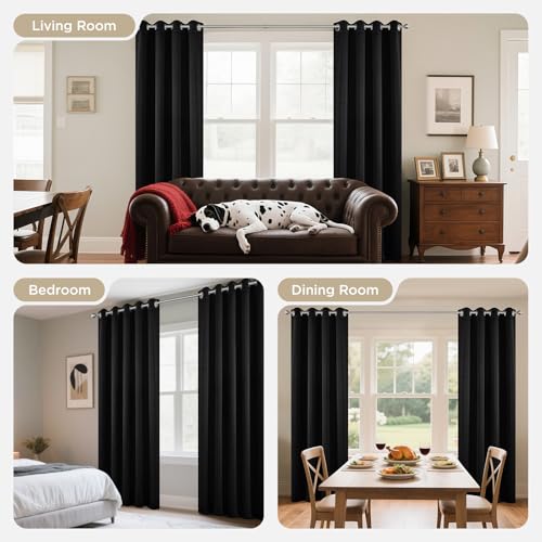 Image of Joydeco Blackout Curtains for Bedroom 84 Inch - Black Out Curtains with Grommets Thermal Insulated Room Darkening Light Blocking, Noise Reducing & Wrinkle-Free Drapes for Living Room Windows, 2 Panels