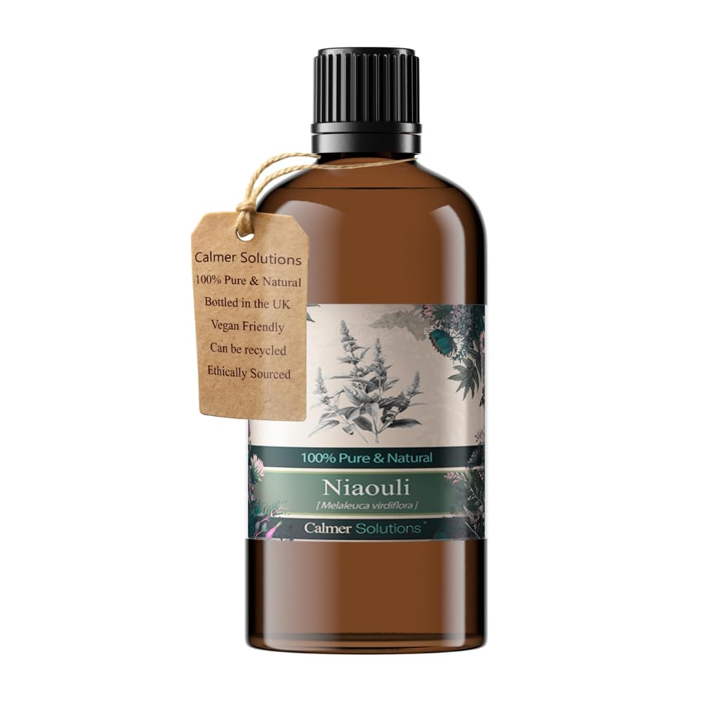 Calmer Solutions Colourless To Pale Yellow Niaouli Essential Oil 100Ml – 100% Pure & Natural – Therapeutic Grade – Steam Distilled – Made In The Uk – Vegan & Cruelty-Free – For Diffusers - Skincare - Respiratory Support