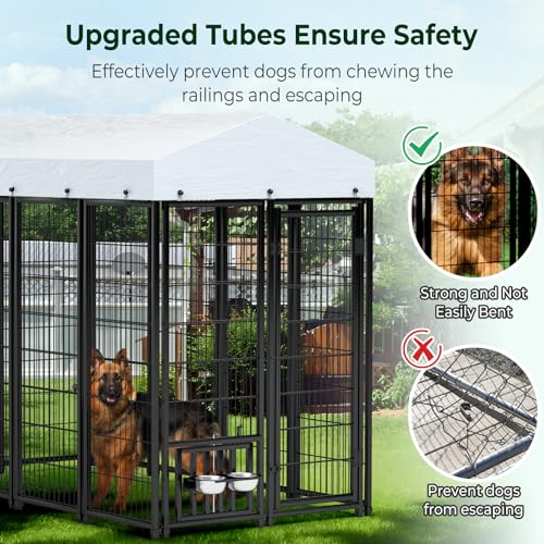 image for Lyromix Outdoor Dog Kennel with Waterproof Roof Cover, Outside Dog Ken