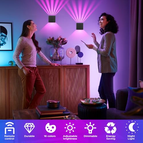 RGB Smart Wall Light, LED Indoor Wall Lamp Up Down Dimmable Modern Wall Sconce Lighting with APP, Alexa, Google Home, Music Sync,16 Million Colors Aluminum Wall Lights for Bedroom,Living Room,Hallway - Image 3