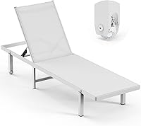 Vista 18 de Sillones de piscina, tumbona al aire libre con ruedas y sillón reclinable de 5 posiciones, fácil de mover, silla de aluminio para patio, junto a