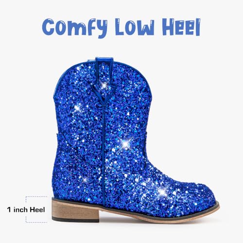 Image of Motasha Toddler Girls Cowgirl Boots Glitter Toddler Cowboy Boot Ankle Girls Boots Little Kids Horse Riding Shoes Party Birthday