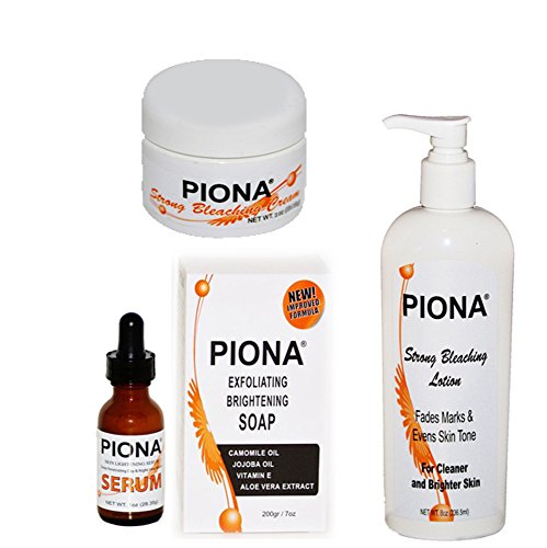 Piona Skin Lightening Kit - Includes 1.69 Oz Cream + Soap + Serum and Body Lotion - By Cherrybargains