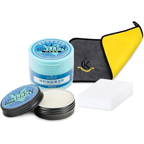 KONLLEN Billiards Billiard cue Towel - 100% Cotton Black 8-Ball Pool Cue Clean Towel Maintenance Accessories Cleaning Set Shaft Wax + Cleaning Powder +