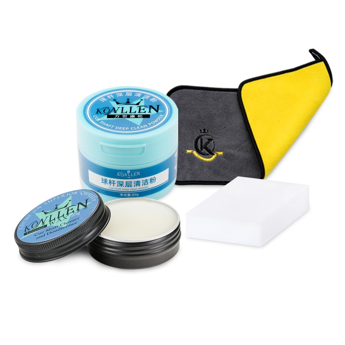KONLLEN Cleaning Set Shaft Wax + Cleaning Powder + Towel + Sponge Special Micro-Protection Formula Carom Billiards Pool Cue Care Wooden Shaft Maintenance Accessories-picture-17