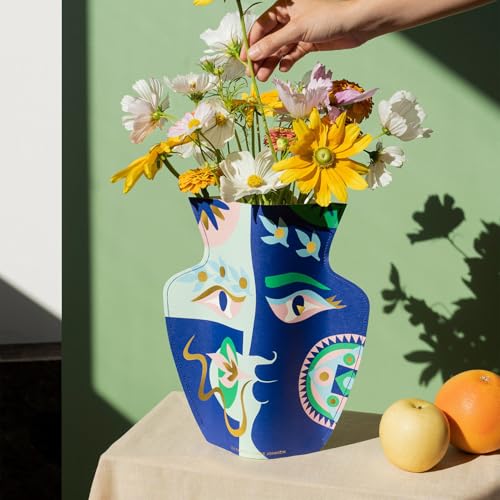 OCTAEVO Paper Vase Exclusive Collaboration | Handmade Water-Resistant Decorative Vase | Artistic Foil-Stamped Design | Eco-Friendly & Stylish | Made in Spain (Claire Johnson)