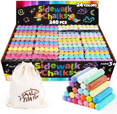 240PCS Washable Sidewalk Chalks, 24 Colors Jumbo Chalk for Kids, ...