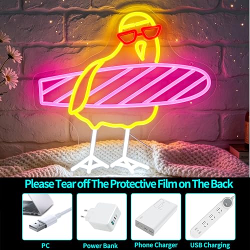 Image of Neon Sign, JGHTURIE Duck Dimmable Neon Signs for Wall Decor, Cute Funny Duck Light up Led Sign for Room, Kitchen, Shop, Bar, Birthday, Party & Home Decor - USB Powered