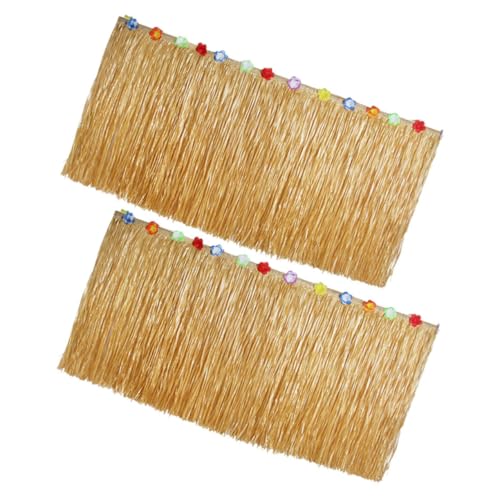 Amosfun 2 Piezas De Decoraciones para Fiesta De Hula Temática Tropical Falda De Playa Súper para Mujeres Elegante Rafia Césped Decoraciones De Mesa De Verano Cortina De Mesa para