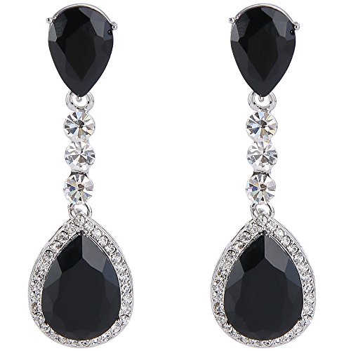 BriLove Women's Wedding Bridal Crystal Teardrop Infinity Figure 8 Chandelier Dangle Earrings