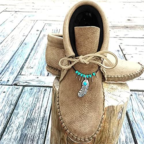 Ctreela Boho Flat Boots Vintage Indian Style Ankle Bootie Comfy Roman Retro Lace-up Short Boots Outdoor Flat Walking Shoes2