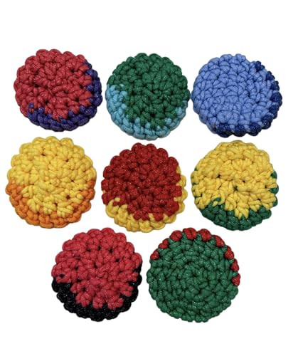 Handmade Nylon Yarn Kitchen Scrubbies - 2 color - Scouring Pad - Pot Scrubbers - Sponge - Reusable - set of 4 - double thickness - 3.5 inch/palm size