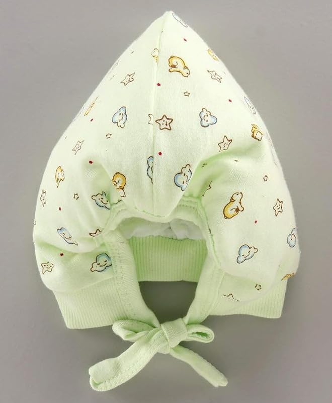 Image of Printed Soft Cotton Cap for New Born Baby Boys & Girls Tie Knot Caps for Infants Topi | Pack of 3