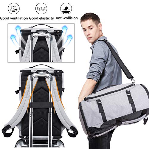 KAKA Travel Duffel Backpack, Gym Backpack Outdoor Travel Bag with Shoe Compartment, Weekender Overnight Convertible Bag Water-Resistant College Laptop Bookbag Hiking Camping Rucksack…